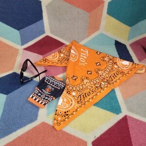 Tito's Handmade Vodka Swag Bundle Orange Bandana Sunglasses Bottle Sweater